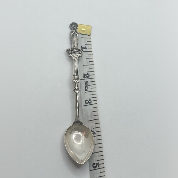 Vtg Silver Jerusalem Souvenir Spoon w Mary Figure on Handle Tip - 4.8” - Picture 5 of 5